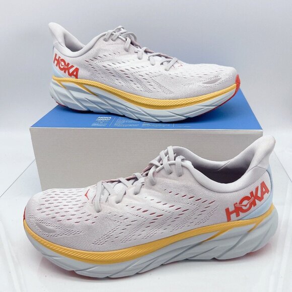 Hoka One One Clifton 8 Running Shoe Sneaker Nimbus Cloud/ Blanc De Mens US 14 - Picture 1 of 12